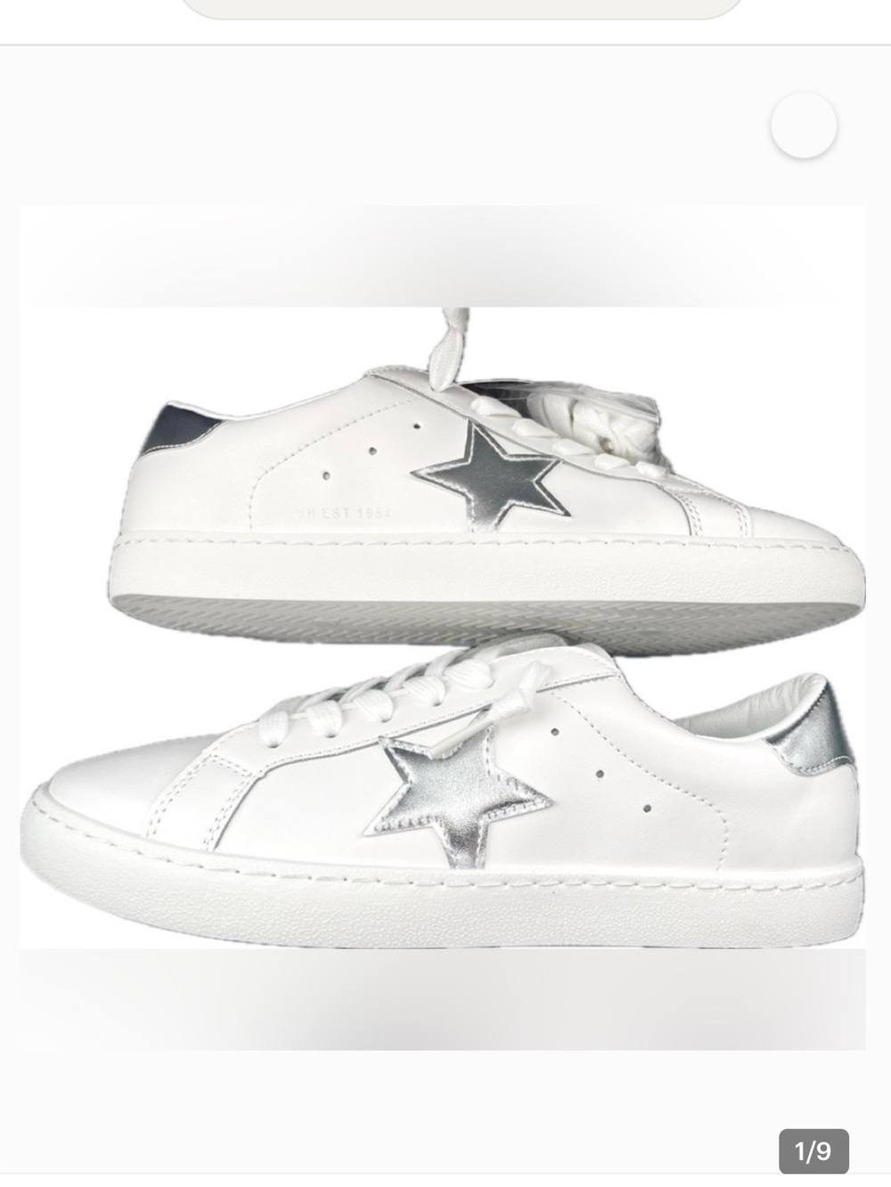 Glamour White Sneakers with Silver Crystal Star Accent